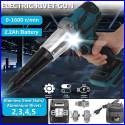 18 Volt Rivet Gun Cordless Electric Rivnut Tool NutSert With 2.2 Battery&Charger