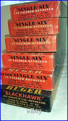 1960s ORIGINAL Vintage RUGER Single-Six OLD MODEL 3 Screw. 22 cal BOX RSS5