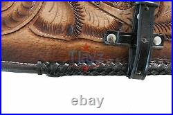 33Hand Tooled Rifle Cover Scabbard Shotgun Sleeve Genuine Leather gun case GIFT