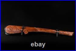 33 Brown Hand Tooled Rifle Cover Scabbard Shotgun Sleeve Genuine Leather Case