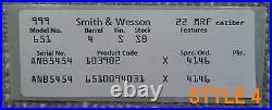 4 Smith Wesson Box Computer Printed End Labels