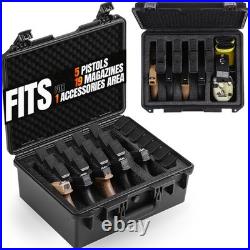 5G Pistol Case with 19 Magazines Slots Heavy Duty Waterproof Travel Handguns