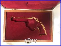 9 Antique Glass Crystal Colt 45 Hand Gun in Original Wood Case RARE