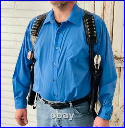 Adjustable Leather Chest Rig Gun Holster With Ammo Holder Shoulder Strap Adjustable Leather Chest Rig Gun Holster With Ammo Holder Shoulder Strap