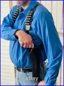 Adjustable Leather Chest Rig Gun Holster With Ammo Holder Shoulder Strap Adjustable Leather Chest Rig Gun Holster With Ammo Holder Shoulder Strap