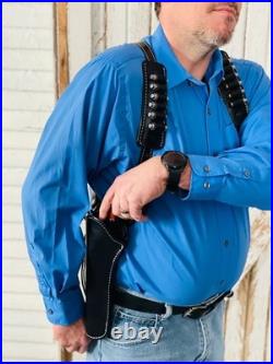 Adjustable Leather Chest Rig Gun Holster With Ammo Holder Shoulder Strap Adjustable Leather Chest Rig Gun Holster With Ammo Holder Shoulder Strap