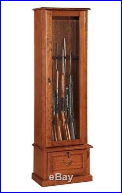 American Furniture Classics Wood 6 Gun Cabinet Glass Door Display Case