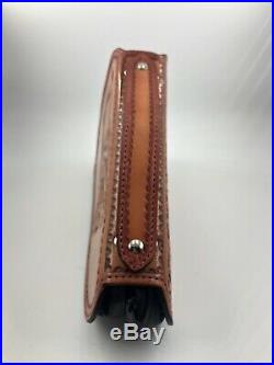 American Handmade Unisex Padded Hand Tooled Leather Gun Case Zip Closure