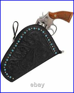American West Tolled Leather Padded Gun Case Bundle with Small Key Chain