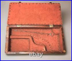 Antique 19th Century Wooden Lion Motif Latch Percussion Pistol Box Display Case
