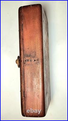 Antique 19th Century Wooden Lion Motif Latch Percussion Pistol Box Display Case