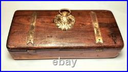 Antique 19th Century Wooden Lion Motif Latch Percussion Pistol Box Display Case