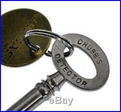 Antique CHUBB DETECTOR Key 2 with Hand Engraved GUN CASE TAG ref. K260