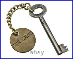 Antique Key Hand Engraved GUN CASE Brass Tag with HOBB's Key 2 ref. K350