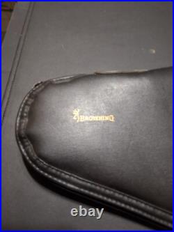 BROWNING FACTORY SOFT PISTOL CASE, VINTAGE, BLACK With SHEEPSKIN LINING HEAVY OEM