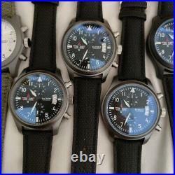 Baterli Men's Watch Stainless Steel Case S11 VK67A Chronograph Quartz Leather