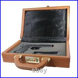 Beretta 92/92F/92FS Gun Briefcase Handmade Password Locked Leather Plated Wooden