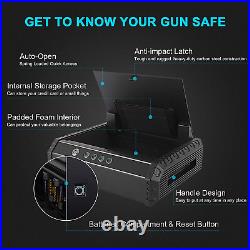 Biometric Fingerprint Gun Pistol Safe Steel Metal Lock Box Handgun Storage Case