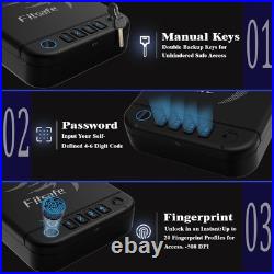 Biometric Gun Safe Travel Case, Portable Small Pistol Safe, Quick black