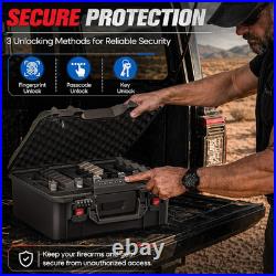 Biometric Pistol Gun Case, Holds 5 Pistols & 16 Magazines, IP64 Waterproof Hard