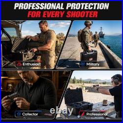 Biometric Pistol Gun Case, Holds 5 Pistols & 16 Magazines, IP64 Waterproof Hard