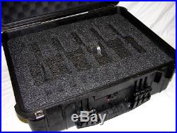 Black Pelican 1550 Storage Travel Case with 5 Pistol Handgun foam +nameplate