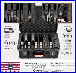 Built-In Lock TSA Gun Case for Handguns, 5 Pistol Case & 21 Magazines- Pre-Cut M