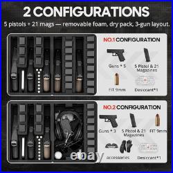 Built-In Lock TSA Gun Case for Handguns, 5 Pistol Case & 21 Magazines- Pre-Cut M