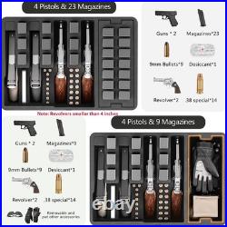 Built-In Lock TSA Gun Case for Handguns, 5 Pistol Case & 21 Magazines- Pre-Cut M