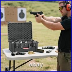 Built-In Lock TSA Gun Case for Handguns, 5 Pistol Case & 21 Magazines- Pre-Cut M