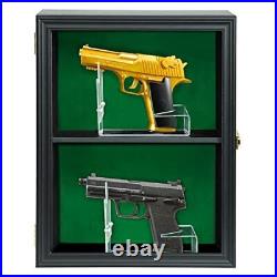 COMSREV 2 Handgun Pistol Revolver Gun Display Case Wall Mount Lockable Black