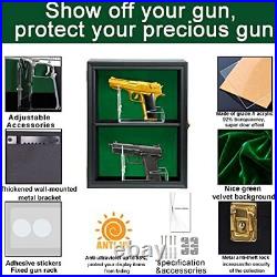 COMSREV 2 Handgun Pistol Revolver Gun Display Case Wall Mount Lockable Black