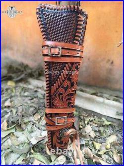 Carved ROSSI RANCH hand leather scabbard holster, leg holster for shot gun USA Carved ROSSI RANCH hand leather scabbard holster, leg holster for shot gun USA