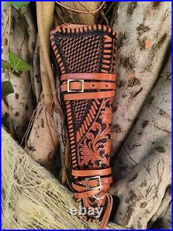Carved ROSSI RANCH hand leather scabbard holster, leg holster for shot gun USA Carved ROSSI RANCH hand leather scabbard holster, leg holster for shot gun USA
