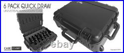 Case Cruzer Quick Draw 6 Pack Universal Handgun Case with Wheels, Pull Out Handle