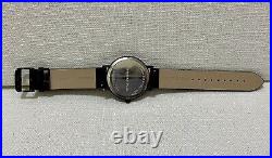 Christian Paul Unisex Stainless Steel Black Leather Band Black Dial Round Watch