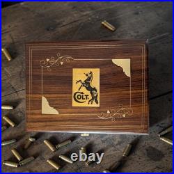 Colt 1911 Wood Storage Case Indian Rosewood/Sheesham Brown Velvet Lined