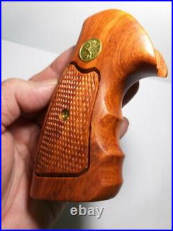 Colt D Frame, Positive, Revolver, Long Grip Wooden Brown Handmade Checkered Grips