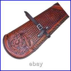 Cover Hand Vintage Genuine Rifle Leather Scabbard Case Tooled Western Gun 33 In