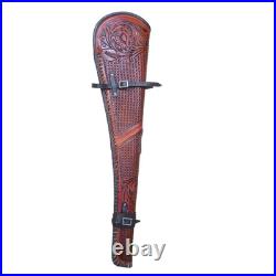 Cover hand vintage genuine rifle leather scabbard case tooled western gun 33 In