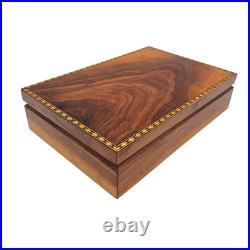 Custom Handmade Inlaid Walnut Wood Pistol Case Red Fleece Lined Box 12