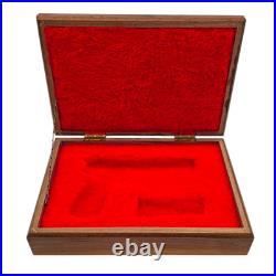 Custom Handmade Inlaid Walnut Wood Pistol Case Red Fleece Lined Box 12