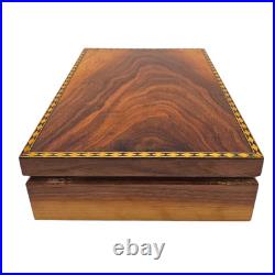 Custom Handmade Inlaid Walnut Wood Pistol Case Red Fleece Lined Box 12