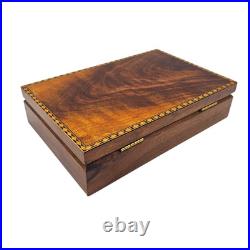 Custom Handmade Inlaid Walnut Wood Pistol Case Red Fleece Lined Box 12