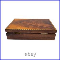 Custom Handmade Inlaid Walnut Wood Pistol Case Red Fleece Lined Box 12