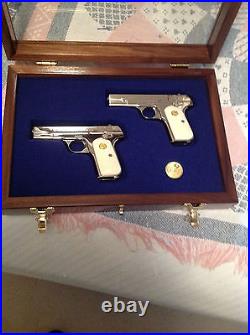 Custom Wood Double Pistol Display Case For Colt 1911, Python, Saa, Smith