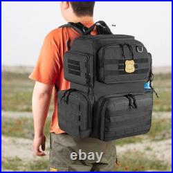 DSLEAF Tactical Pistol Backpack with 3 Pistol Cases for 6 Handguns, Gun Backp