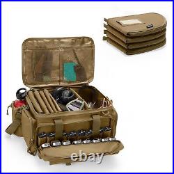 DSLEAF Tactical Pistol Range Bag with 4 Pistol Cases, Padded Gun Duffle Range
