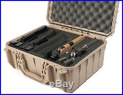 Desert tan Pelican 1510 With Foam custom 4 pistol / 4 Handgun Travel gun case