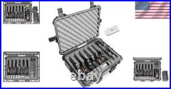 Durable 6 Pistol Storage Case Mil-Spec Foam, 20 Mags, Silica Gel, Snap Closure